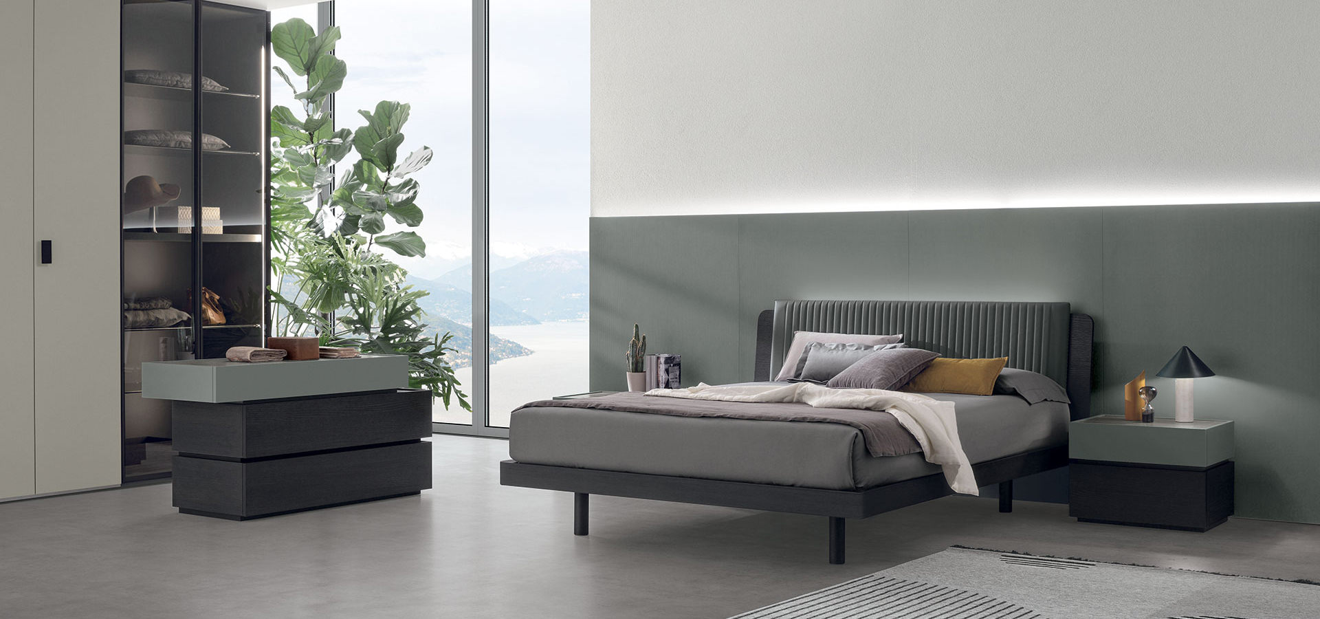 βRoxy bed by Tomasella β modern Italian bed with soft upholstered headboard and sleek minimalist frameβ