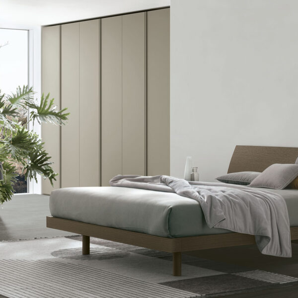 “Narciso bed by Tomasella – modern Italian bed with geometric upholstered headboard and minimalist low-profile frame”