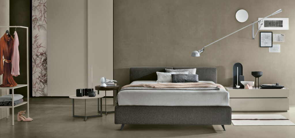 Strong by Tomasella – elegant Italian designer bed with statement headboard and clean geometric silhouette