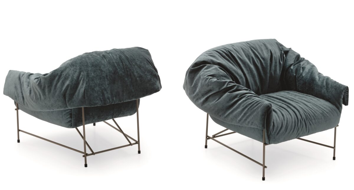 “OCTAVIA armchair by Ditre Italia – elegant Italian lounge chair with curved shell design and luxurious upholstery”