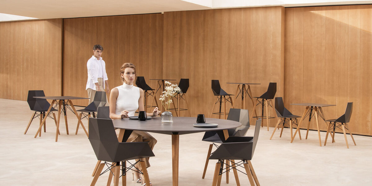 Designer FAZ Wood Stool offering minimalist outdoor style with durable construction for Birmingham, Michigan settings