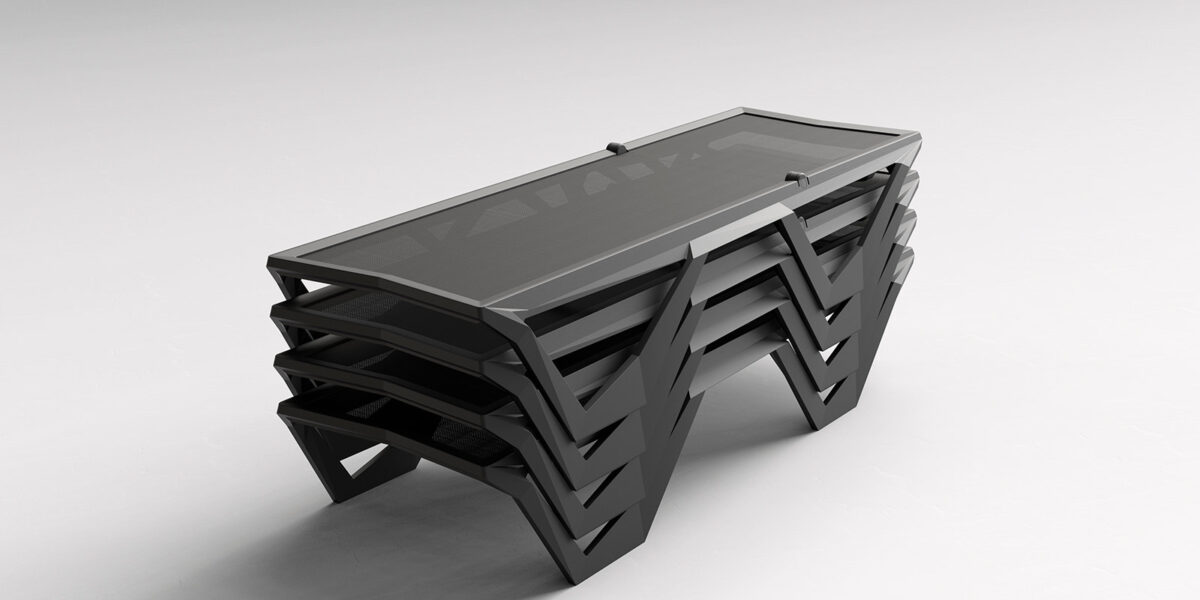 High-end Voxel Sun Chaise by Ramón Esteve for Vondom, modern Spanish outdoor furniture for Troy, Michigan.