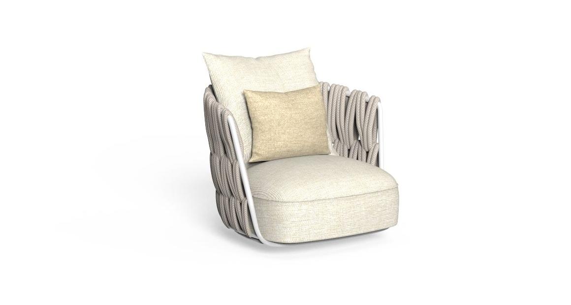 "TalentiSpa Swipe Swivel Armchair designed for comfort with a rotating metal base."
