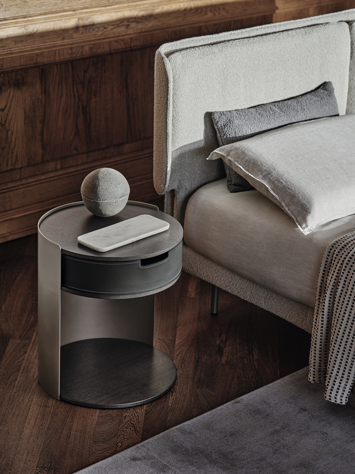 “SKIN bedside table by Ditre Italia – modern Italian nightstand with minimalist design and soft-closing drawer”