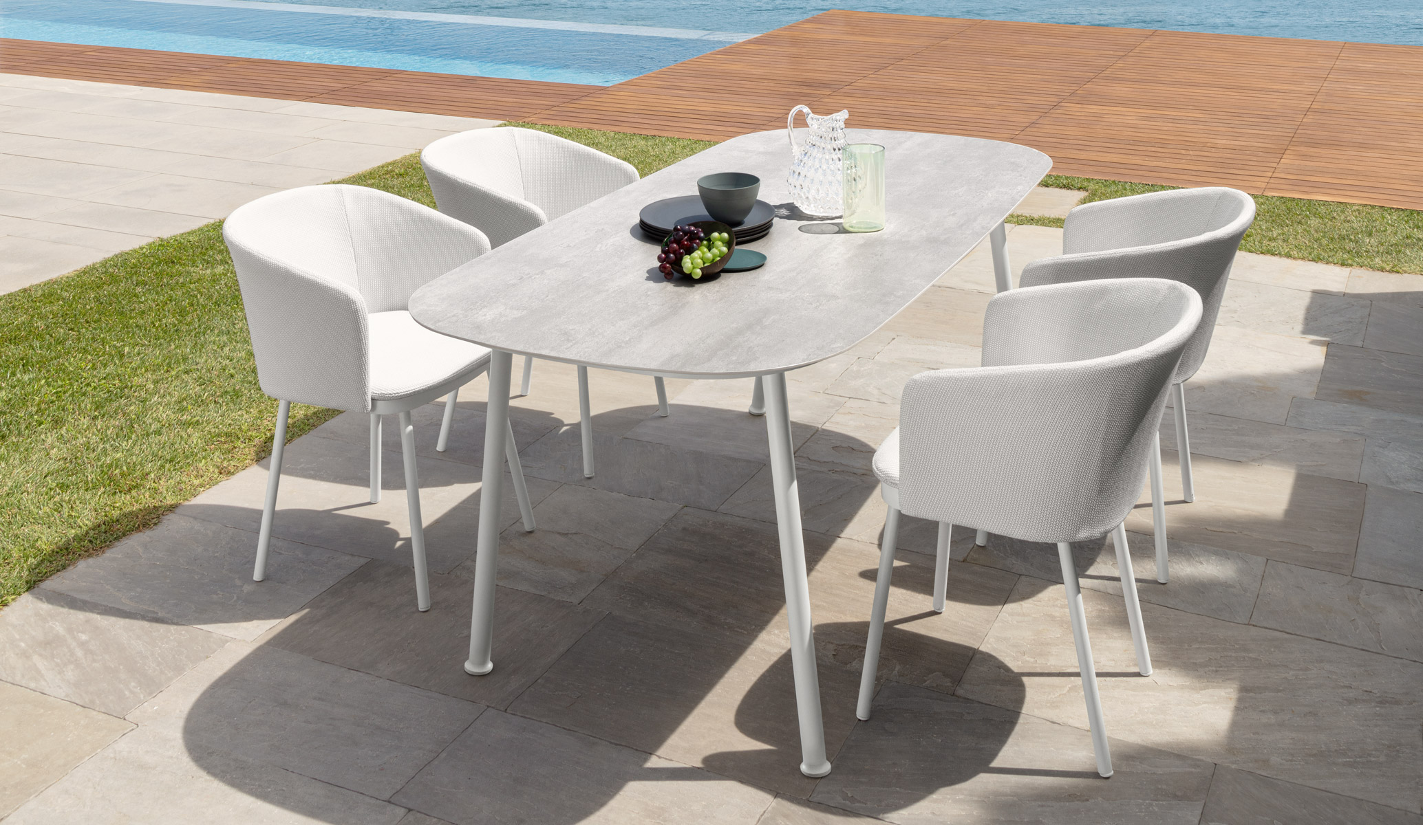 Slam//Rope Dining Table 230×110 by Talenti – modern outdoor table with woven rope details and sleek rectangular design