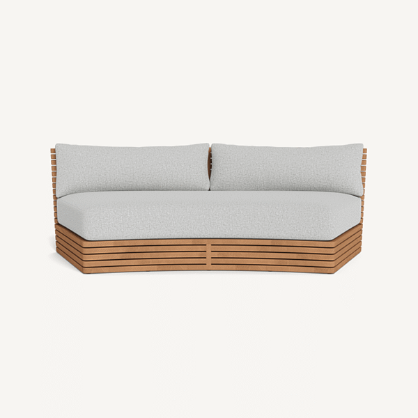 “Tahiti Curved 2 Seat Sofa by Harbour – outdoor teak loveseat with gently arched silhouette”
