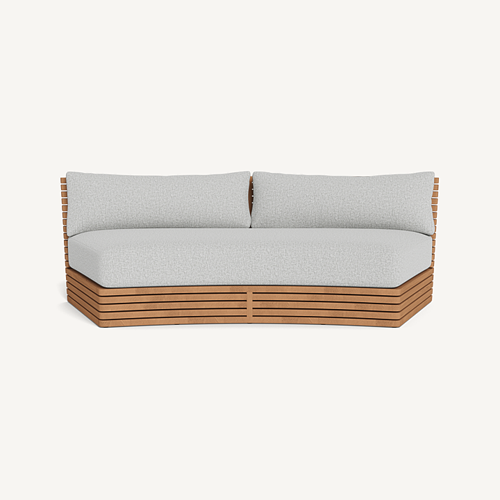 “Tahiti Curved 2 Seat Sofa by Harbour – outdoor teak loveseat with gently arched silhouette”
