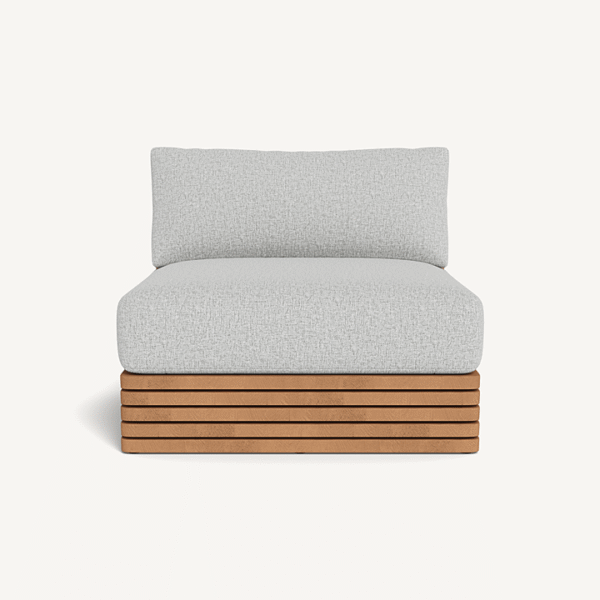 “Harbour Tahiti collection armless lounge chair – premium teak frame and outdoor cushion”