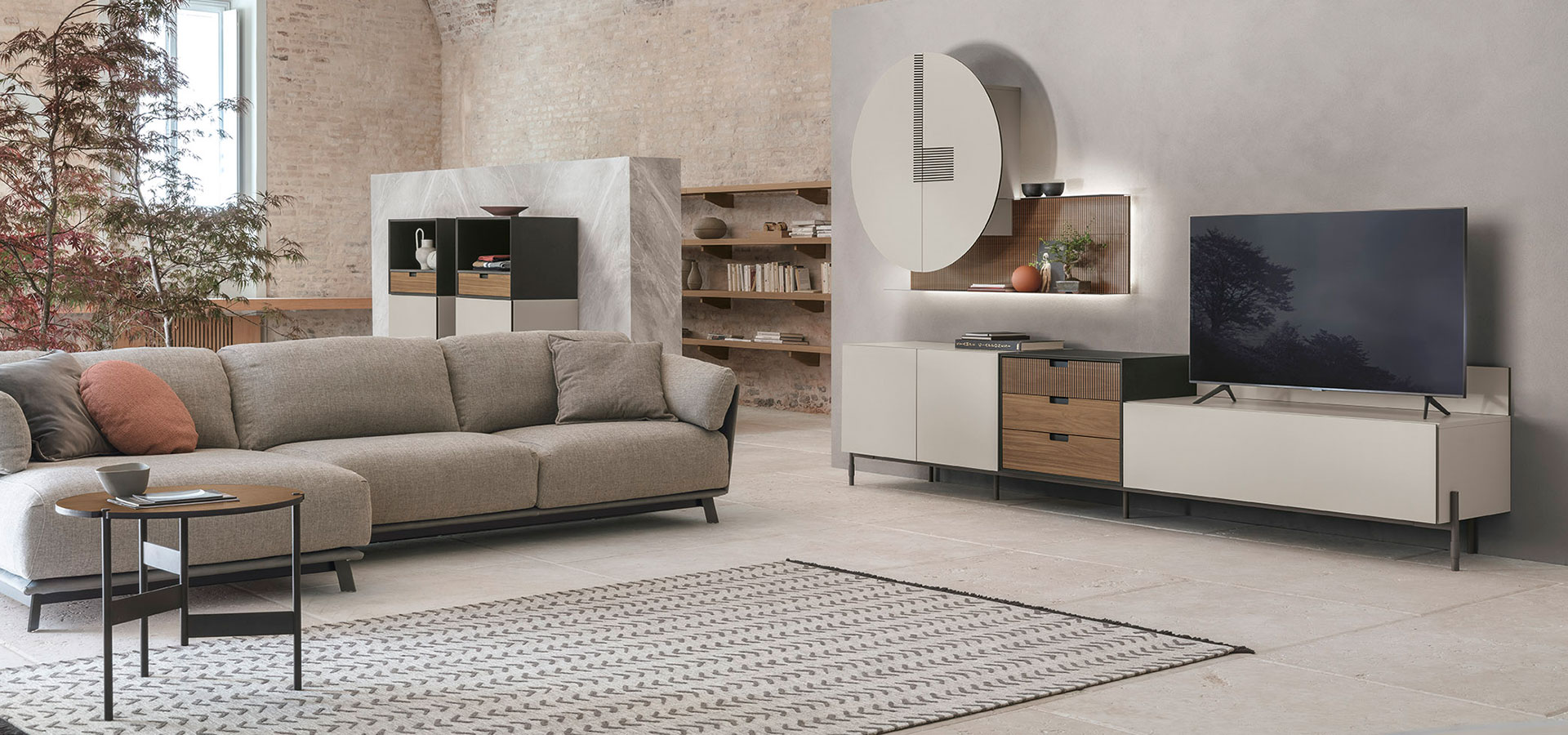 “TIME UNIT_TI 101 by Tomasella – modern Italian wall unit with floating shelves and sleek storage elements for minimalist interiors”