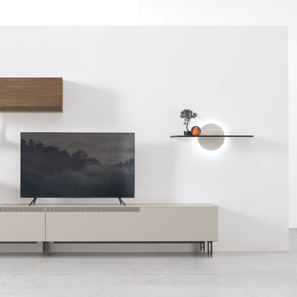 “TIME UNIT_TI 110 by Tomasella – modern Italian wall unit with sleek horizontal design, open shelving, and minimalist cabinetry”