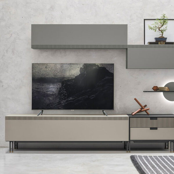 “TIME UNIT_TI 113 by Tomasella – modern Italian wall unit with open shelving, sleek cabinetry, and minimalist modular design for stylish living spaces”