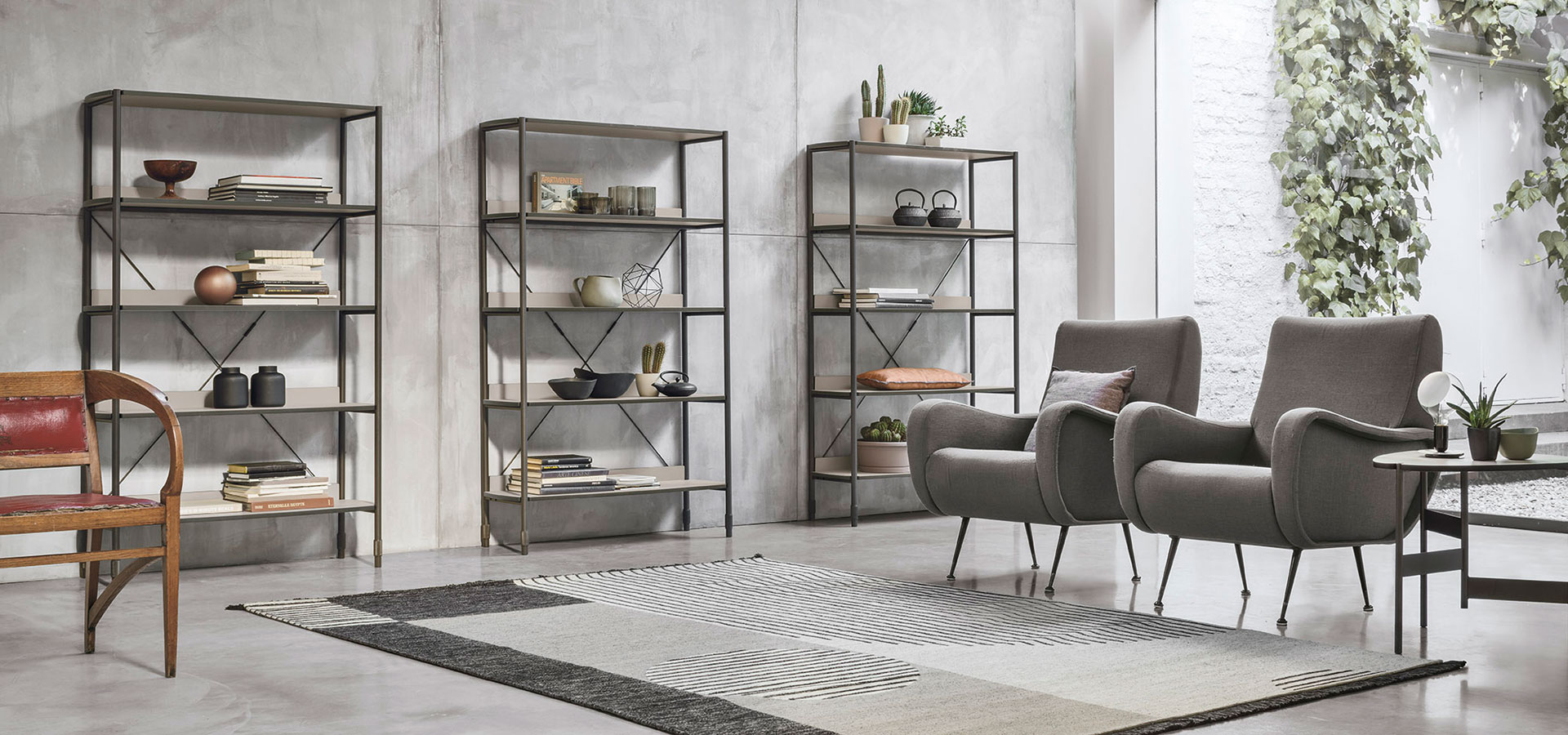 “Ink Bookcase by Tomasella – modern Italian shelving unit with clean vertical lines and modular design”