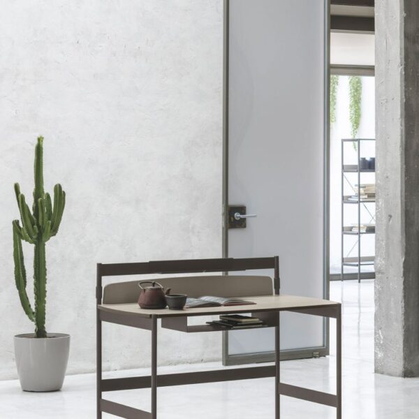 “Scrittoio Ink by Tomasella – modern Italian writing desk with minimalist design and integrated storage compartments”
