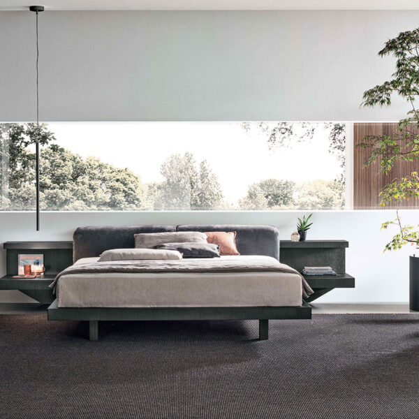 “Morfeo bed by Tomasella – modern Italian bed with high upholstered headboard and clean-lined frame”