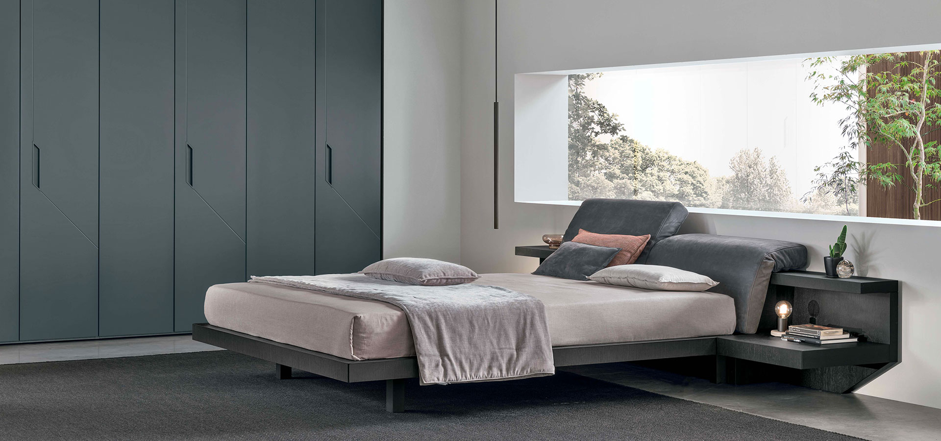 “Dandy storage unit by Tomasella – modern Italian dresser with rounded edges, fabric-effect finish, and soft-close drawers”