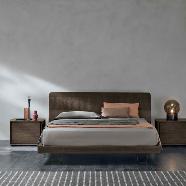 “Frame bed by Tomasella – modern Italian bed with clean-lined upholstered headboard and slim, minimalist frame”