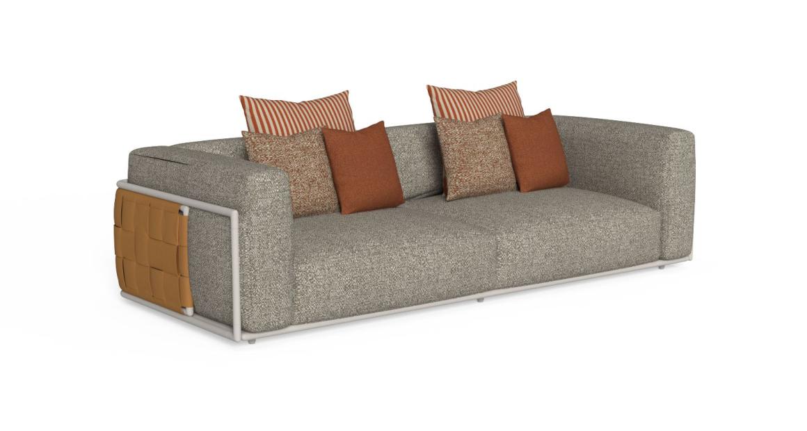 Modern Italian Tressé woven 3-place outdoor sofa by Talentispa, designer luxury furniture for Troy, Michigan.