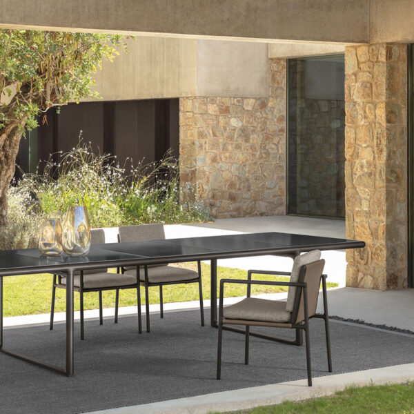 Woven Dining Table 270×110 by Talenti – large rectangular outdoor table with woven rattan-style base and sleek top