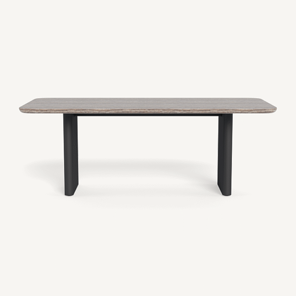 “Victoria Aluminum Stone Dining Table 81" by Harbour – elegant rectangular outdoor table with stone top”