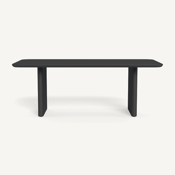 “Victoria Aluminum Slatted Dining Table 81" by Harbour – modern outdoor table with linear slatted top”