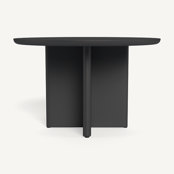 “Victoria Aluminum Slatted Round Dining Table 48" by Harbour – modern circular table with slatted top”