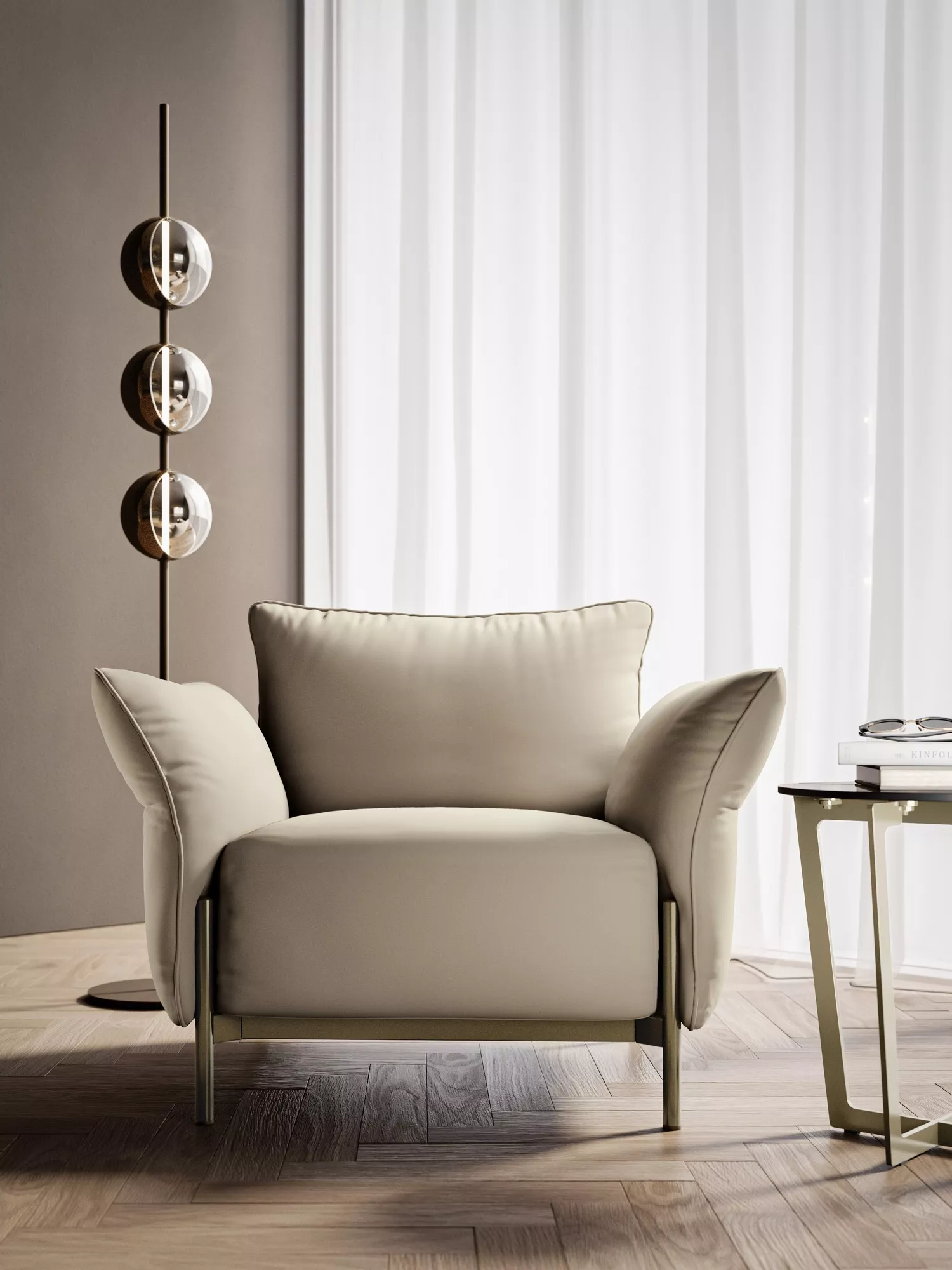 High-end contemporary Victor armchair by Bontempi showcased at Birmingham Michigan showroom