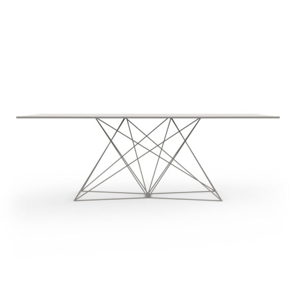 High-end stainless steel dining table FAZ by Vondom in a stylish indoor setting