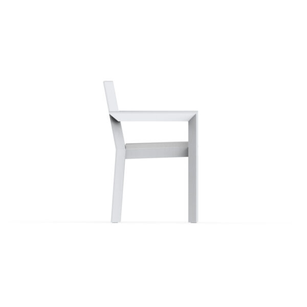 "Vondom’s FRAME Chair with arms crafted for outdoor comfort with a minimalist aesthetic."