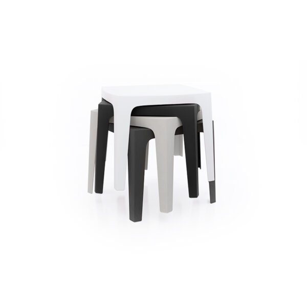 "Vondom SOLID table featuring a thick, solid base and smooth tabletop for indoor or outdoor use."