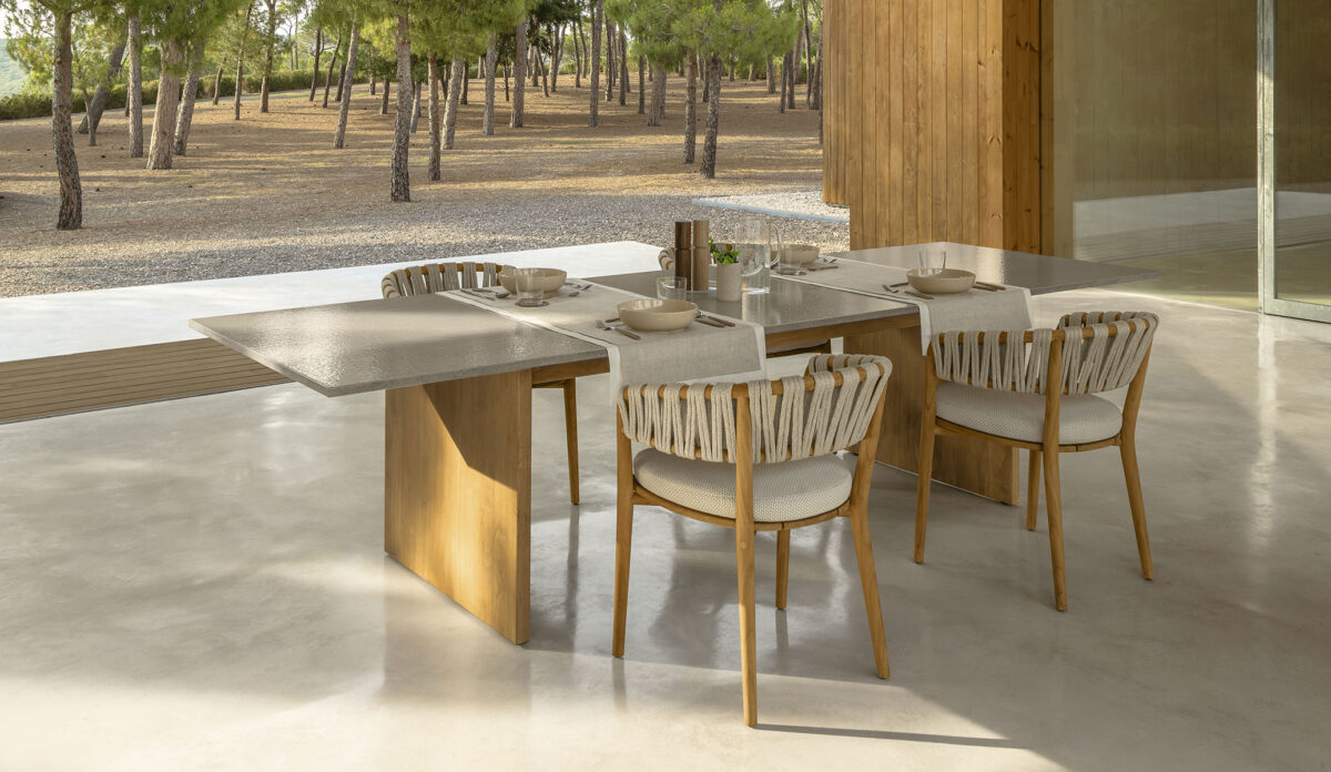 Venice Dining Table 220×100 by Talenti – modern rectangular outdoor table with bold sculptural base