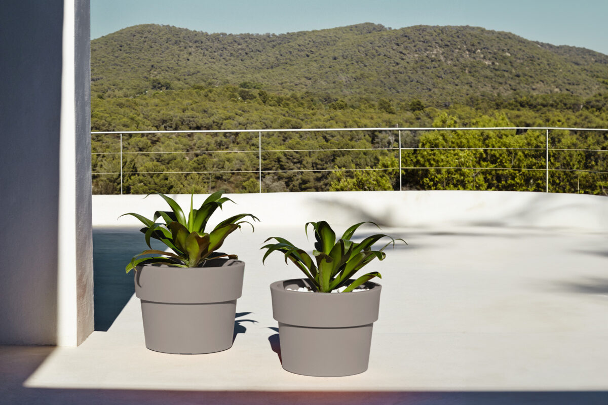 Modern designer vase by Vondom, high-end Spanish outdoor decor for Royal Oak, Michigan.