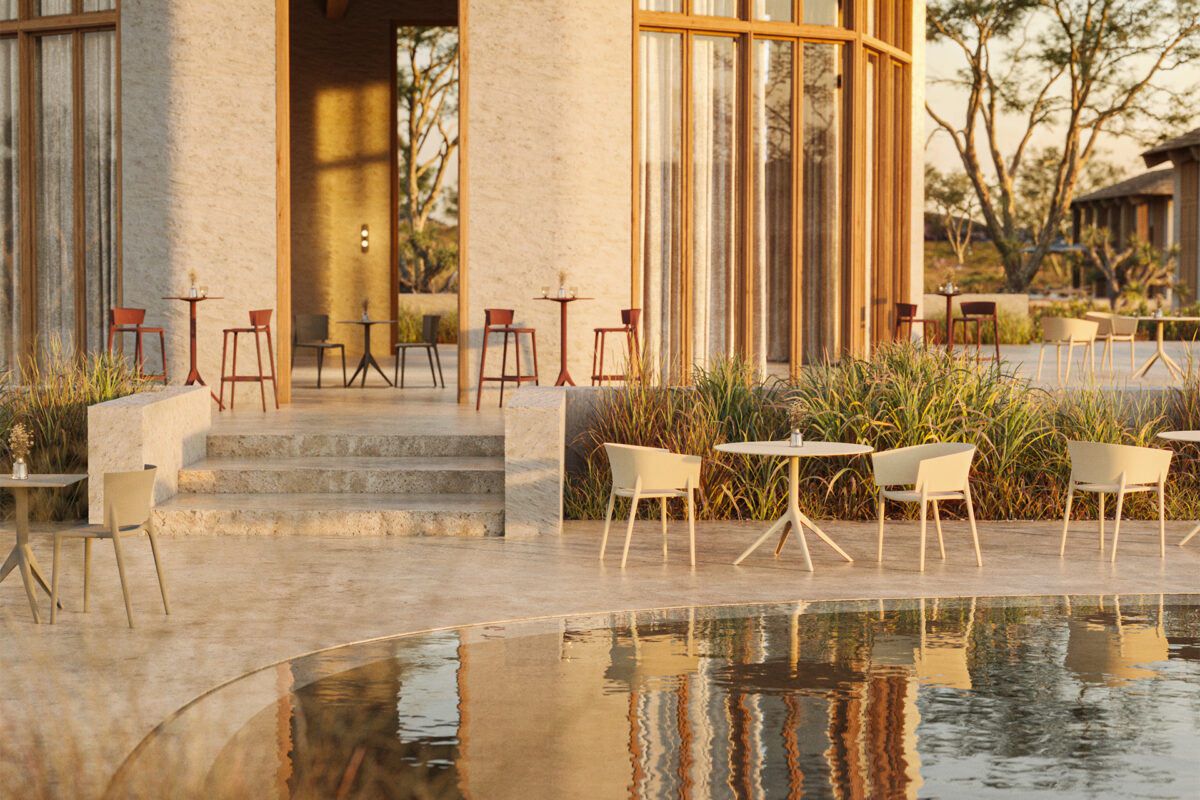 Modern Africa Stool by Eugeni Quitllet for Vondom, high-end Spanish natural design for Royal Oak, Michigan.