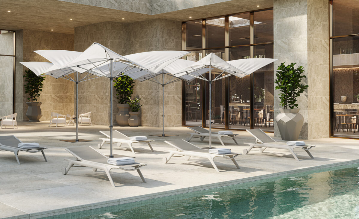 Modern Africa Sun Lounger by Eugeni Quitllet for Vondom, high-end Spanish outdoor furniture for Royal Oak, Michigan.