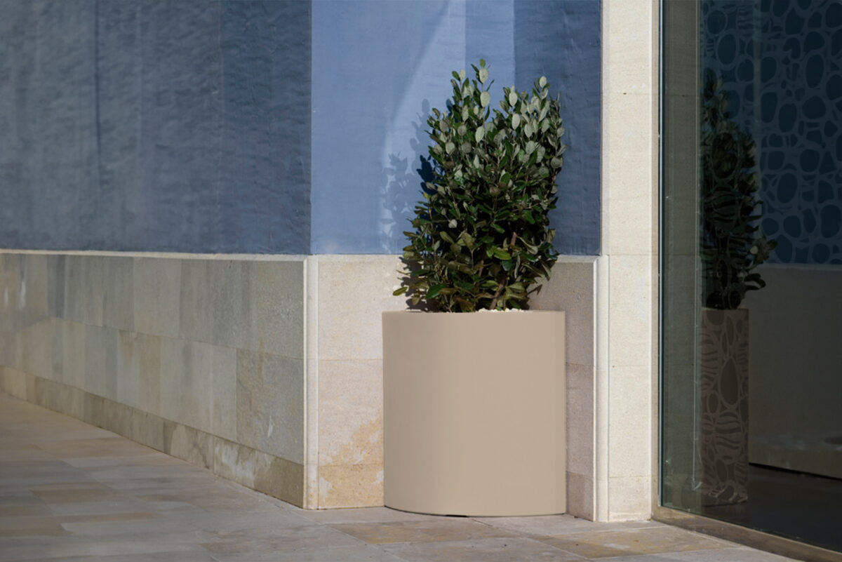 Modern Angular Pot by Vondom, high-end Spanish design outdoor planter for Royal Oak, Michigan.