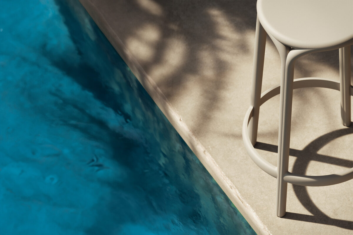 High-end Brooklyn Stool by Eugeni Quitllet for Vondom, modern Spanish architectural design for Troy, Michigan.