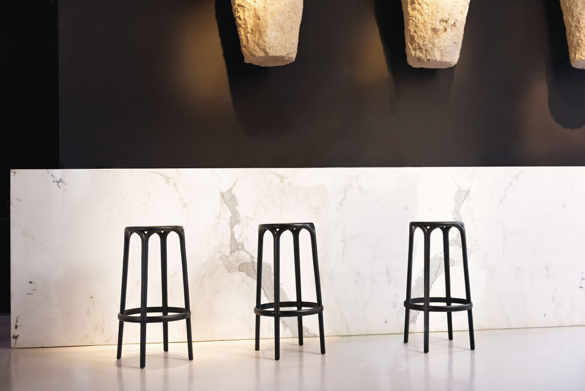 High-end Brooklyn Stool by Eugeni Quitllet for Vondom, modern Spanish architectural design for Troy, Michigan.