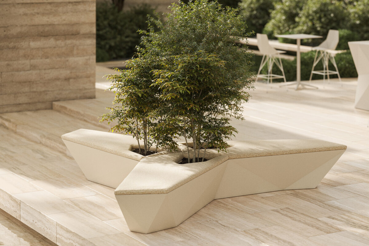 MAKE BENCH by Vondom, chic seating solution for upscale gardens in Birmingham, Michigan.