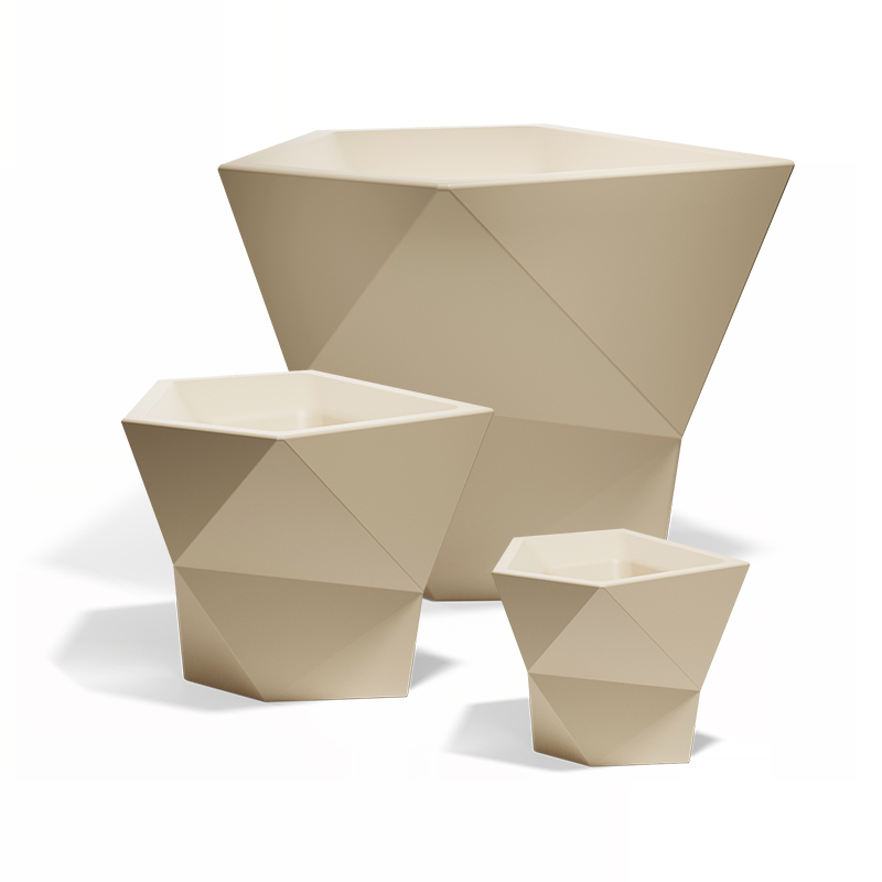 Luxury contemporary Faz geometric pot by Vondom, designer architectural outdoor decor for Royal Oak, Michigan.