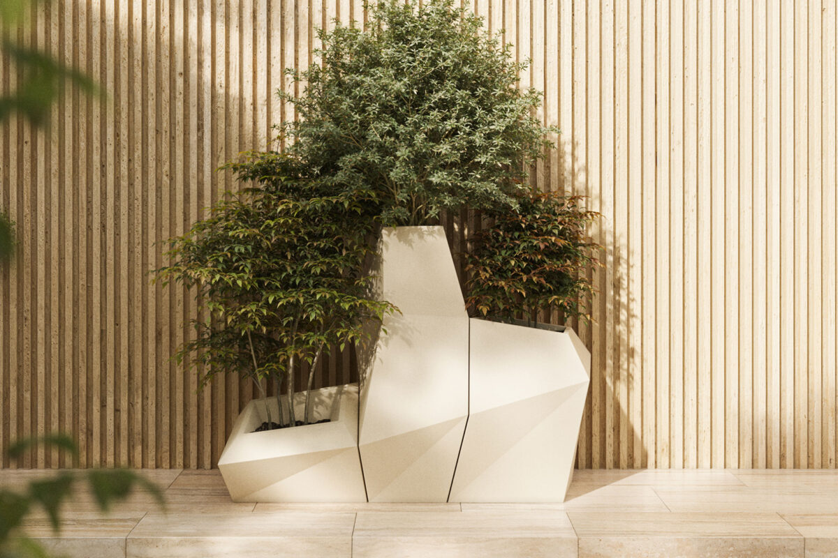 High-end Makes XL Macetas sculptural planter by Vondom, modern Spanish outdoor design for Troy, Michigan.
