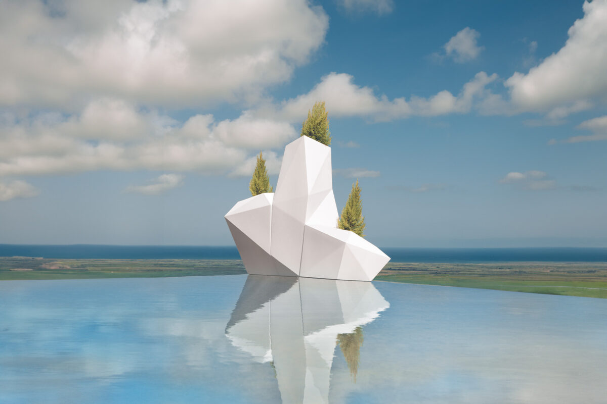 High-end Makes XL Macetas sculptural planter by Vondom, modern Spanish outdoor design for Troy, Michigan.