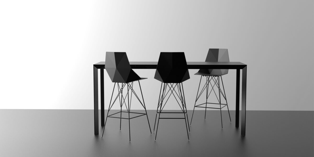 Luxury contemporary Frame Aluminium High Table by Ramón Esteve for Vondom, high-end Spanish outdoor furniture for Birmingham, Michigan.