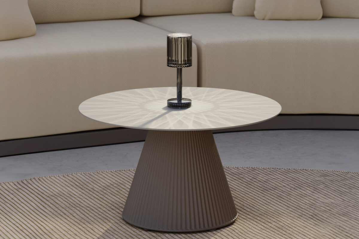 Modern outdoor furniture featuring GATSBY tables by Vondom