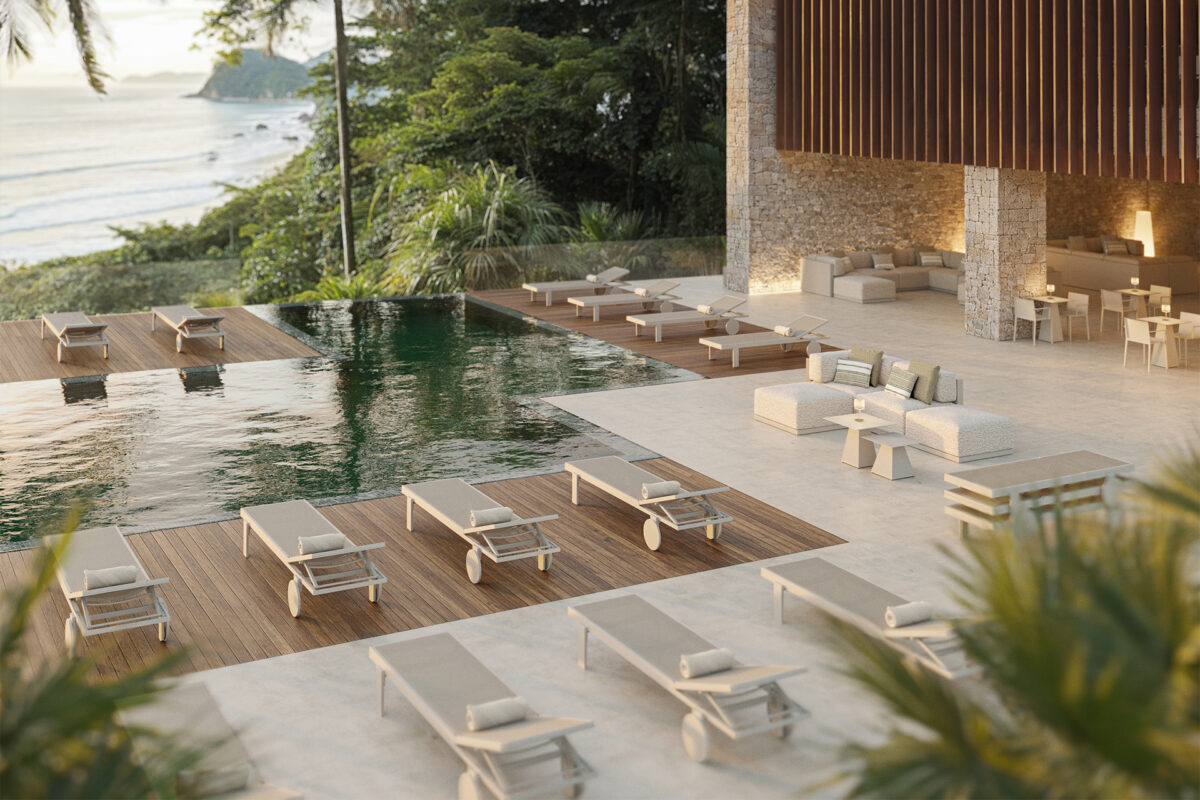 Luxury contemporary Gatsby Sun Lounger by Ramón Esteve for Vondom, high-end Spanish outdoor furniture for Birmingham, Michigan.