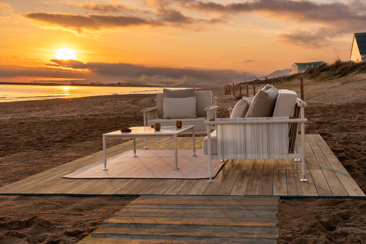 "HAMPTONS lounge chair by Vondom offering breezy elegance and high-end outdoor comfort."