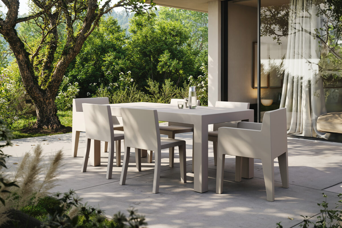 Modern white JUT Chair by Vondom with minimalist geometric design