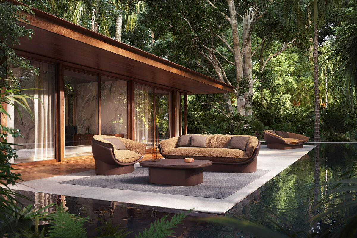 "Vondom LUNA lounge chair with weather-resistant materials and minimalist style."