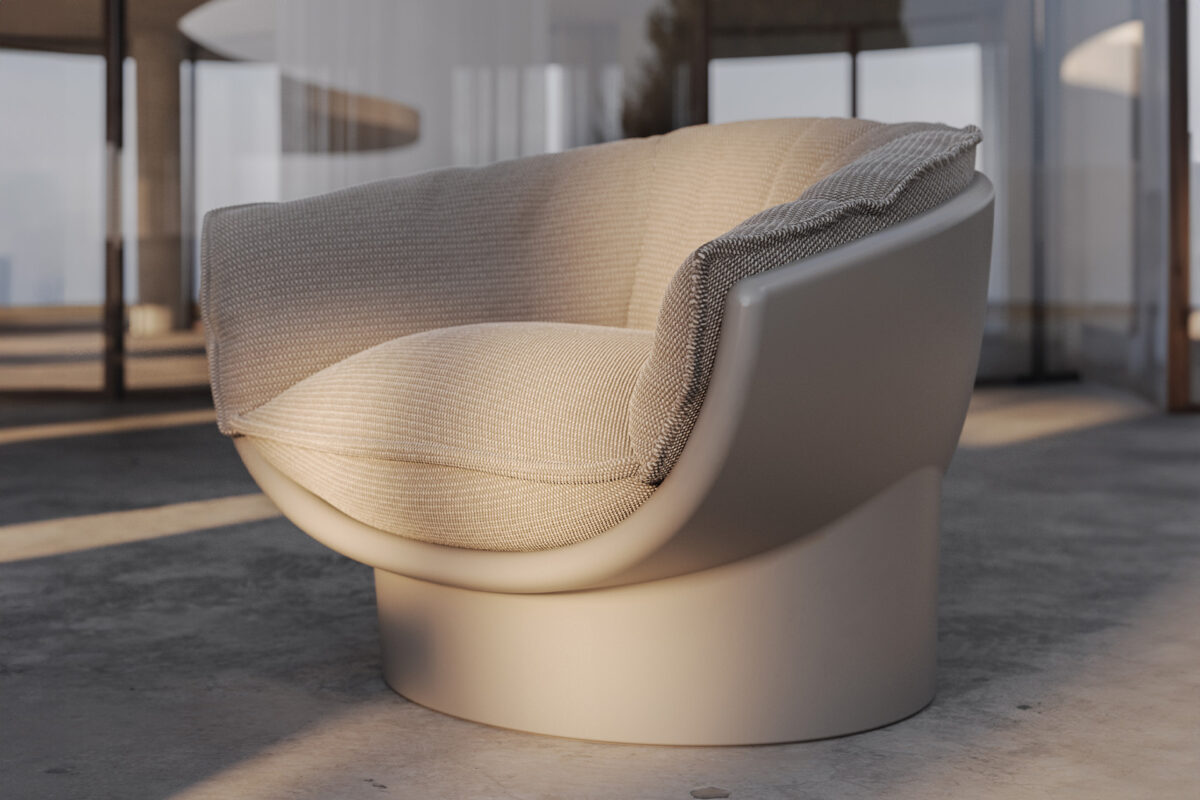 "Designer LUNA lounge chair by Vondom combining comfort and contemporary aesthetics."