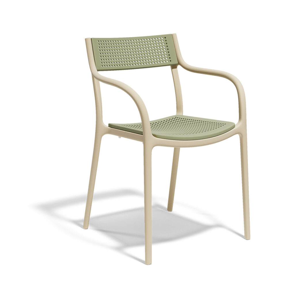 "Teak wood MADISON WOOD armchair by Vondom with cushioned seat for refined outdoor lounging."