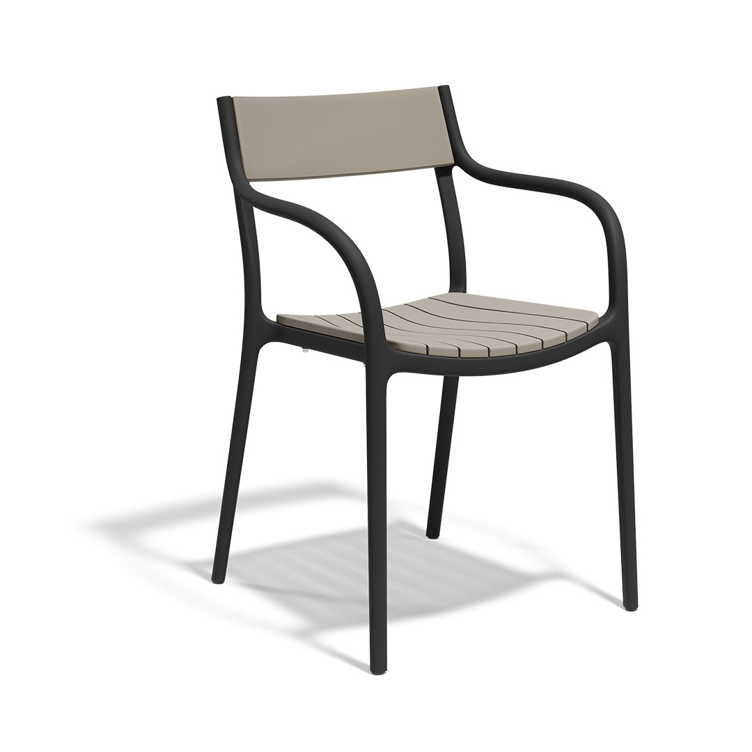 "Teak wood MADISON WOOD armchair by Vondom with cushioned seat for refined outdoor lounging."