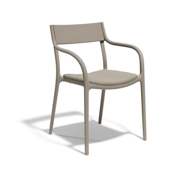 "Contemporary outdoor seating from Vondom’s MADISON UPHOLSTERED line with luxurious fabric finish."
